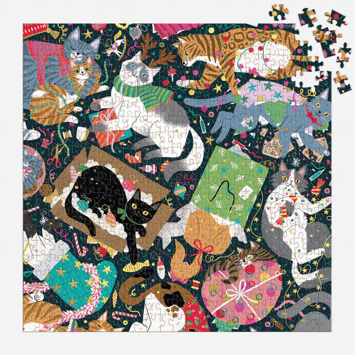 Catmas Chaos, 500 Piece Gold Foil Puzzle