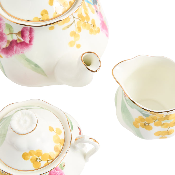 Royal Albert Miranda Kerr Australiana Teapot, Sugar & Creamer White