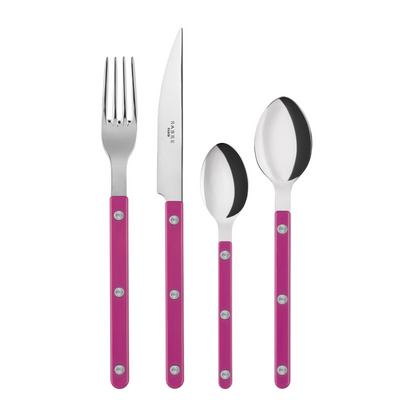 Bistrot shiny solid 4 pieces set - Raspberry