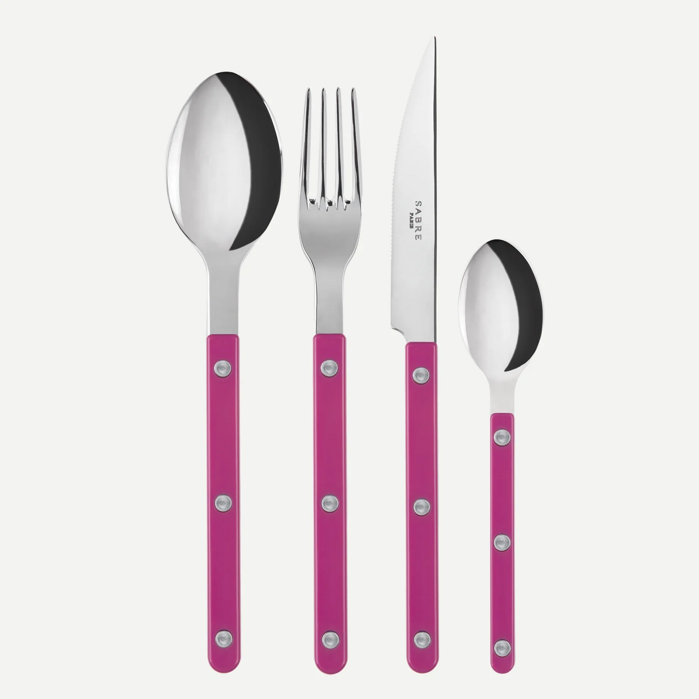 Bistrot shiny solid 4 pieces set - Raspberry