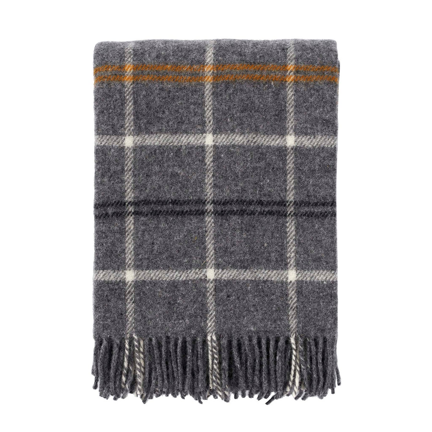 Tartan Lambswool Throw - Dark grey