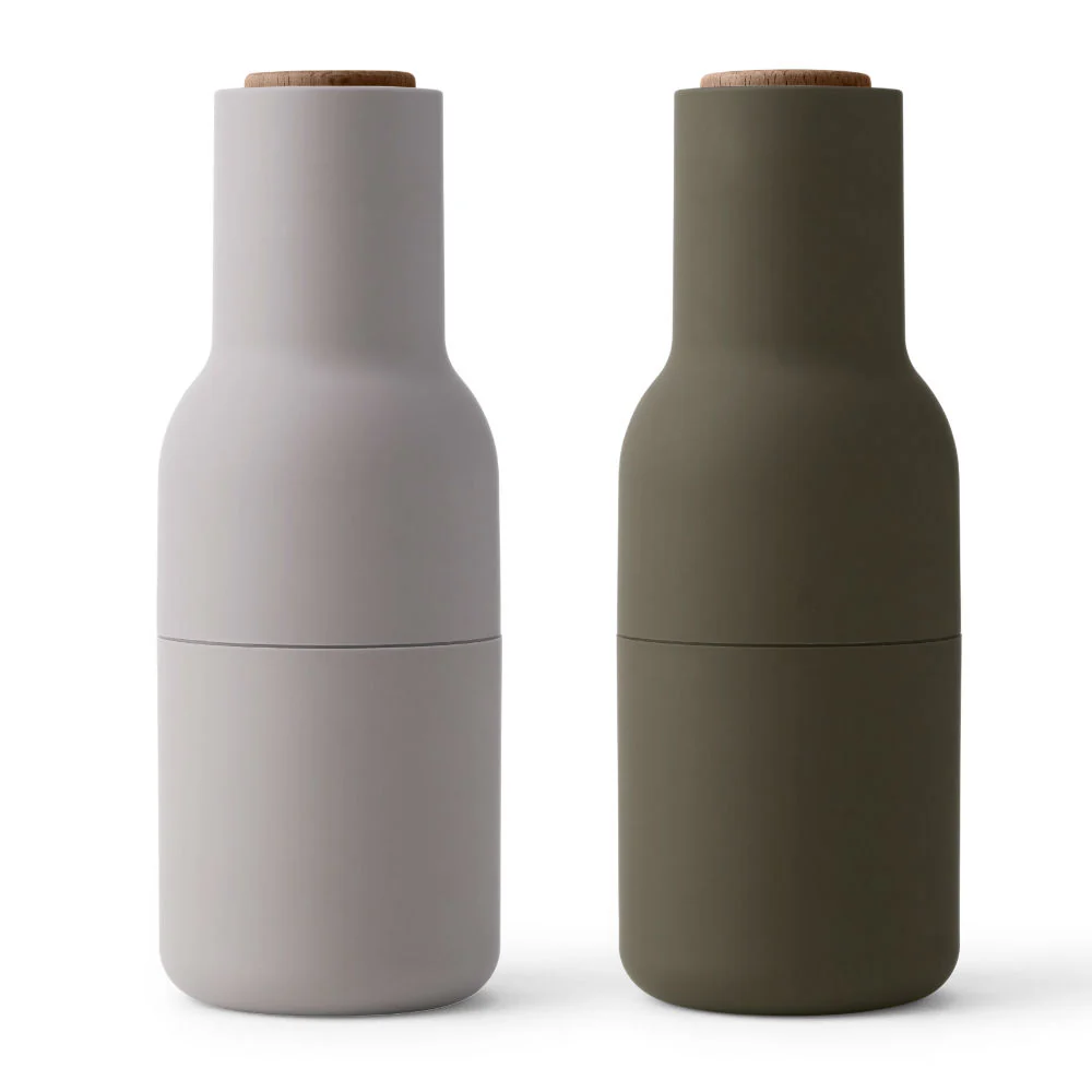 Salt & Pepper Bottle Grinder w.  Walnut Lid - Hunting Green/Beige