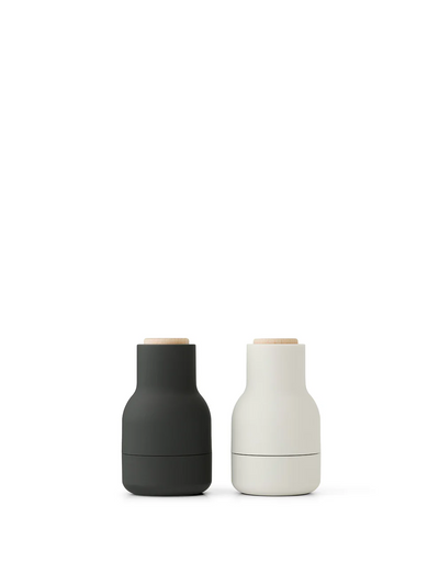 Salt & Pepper Bottle Grinder w. Beech Lid, Small -  Ash / Carbon 2 Pack