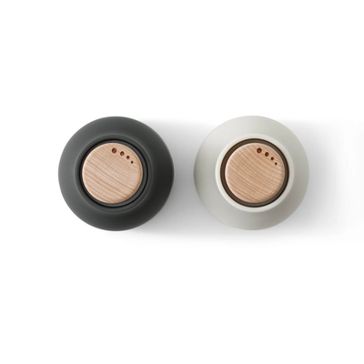 Salt & Pepper Bottle Grinder w. Beech Lid, Small -  Ash / Carbon 2 Pack