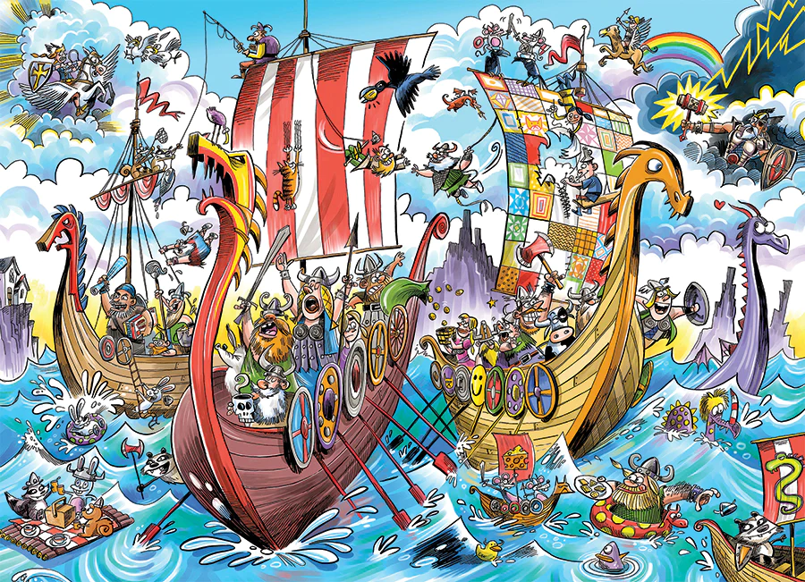 Vikings Voyage, 350PC, Different size pieces, Family puzzle