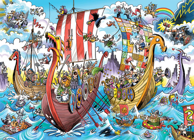 Vikings Voyage, 350PC, Different size pieces, Family puzzle
