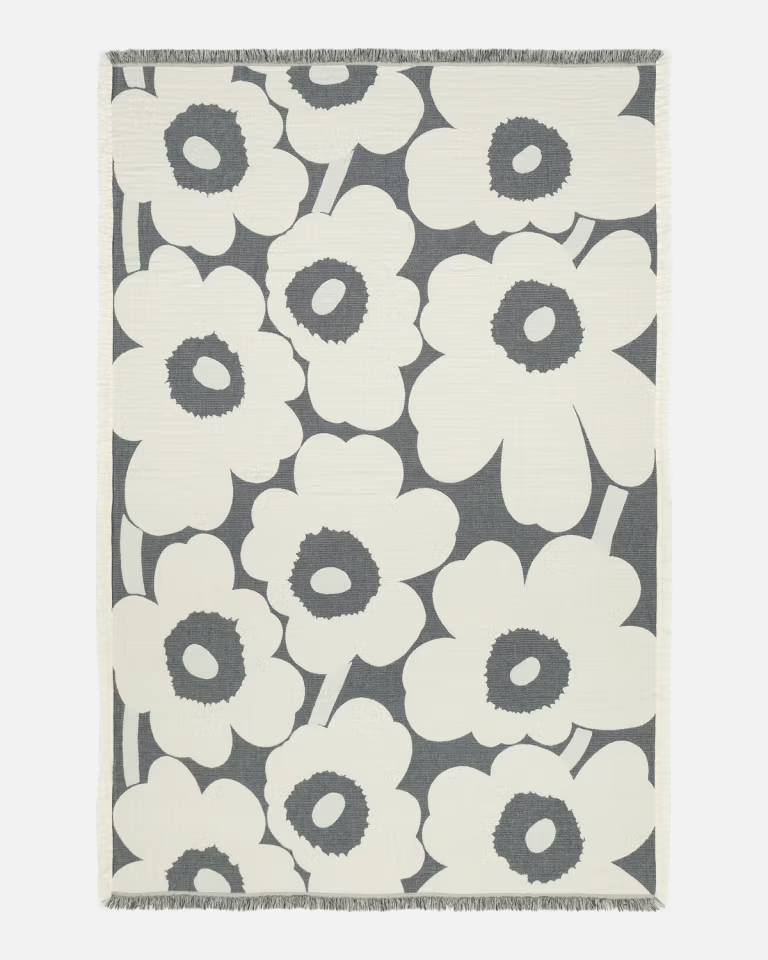 Unikko Blanket 150x220 cm  off white,charcoal,beige