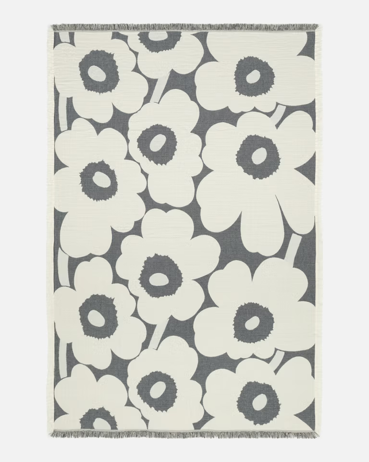 Unikko Blanket 150x220 cm  off white,charcoal,beige