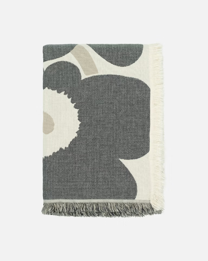 Unikko Blanket 150x220 cm  off white,charcoal,beige