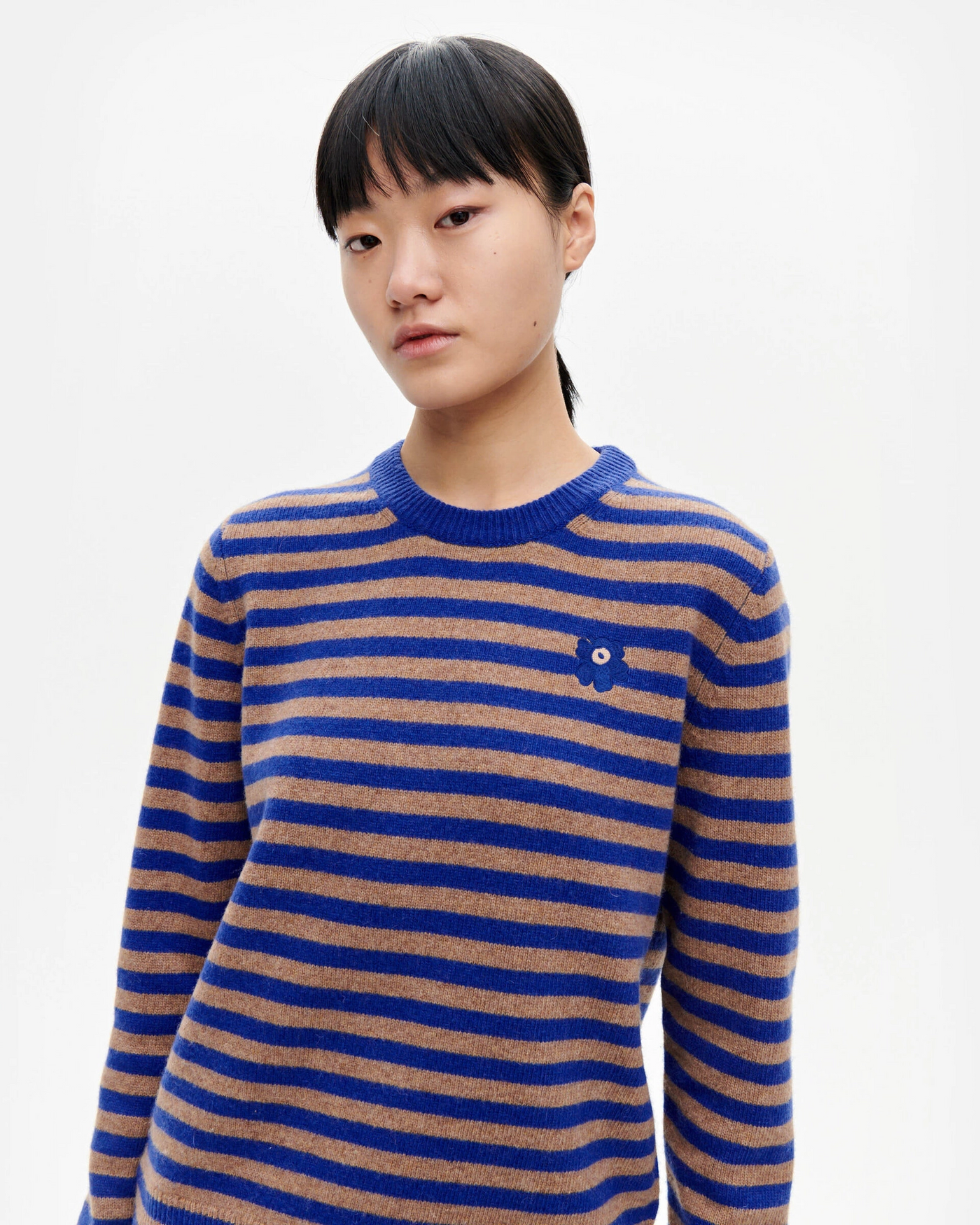 Silfa Tasaraita Knitted Pullover - blue, brown