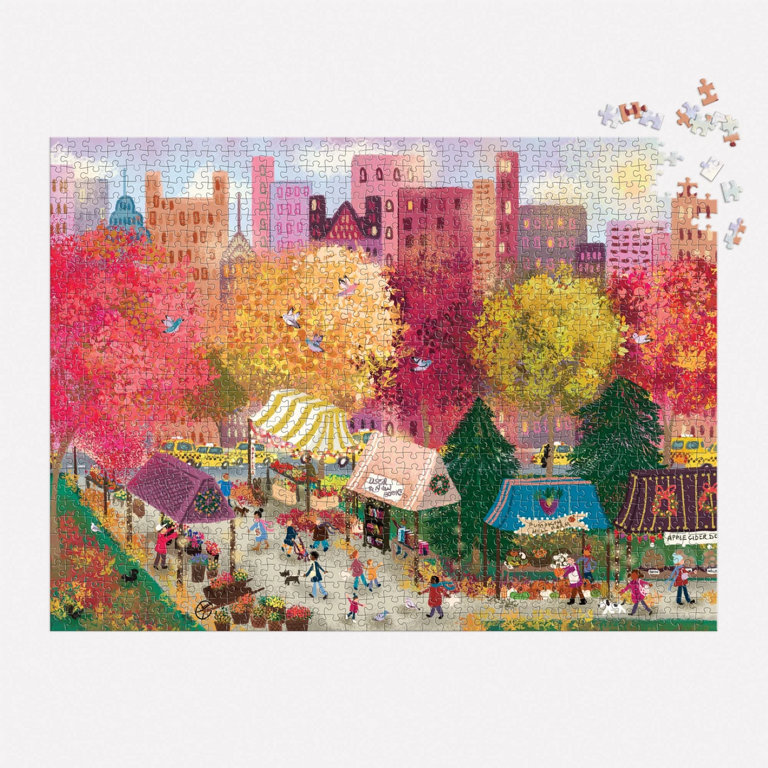 Joy Laforme Autumn At the City Market 1000 Piece Puzzle