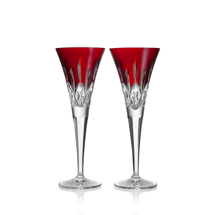 Waterford Lismore Red Flute Red Set of 2