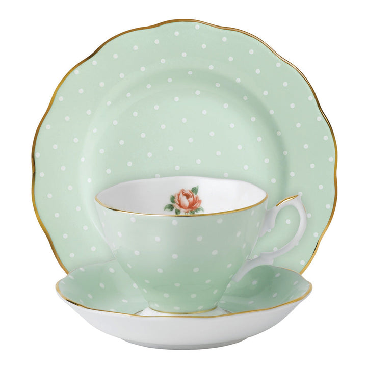 Polka Rose Teacup/ Saucer/ Plate Set
