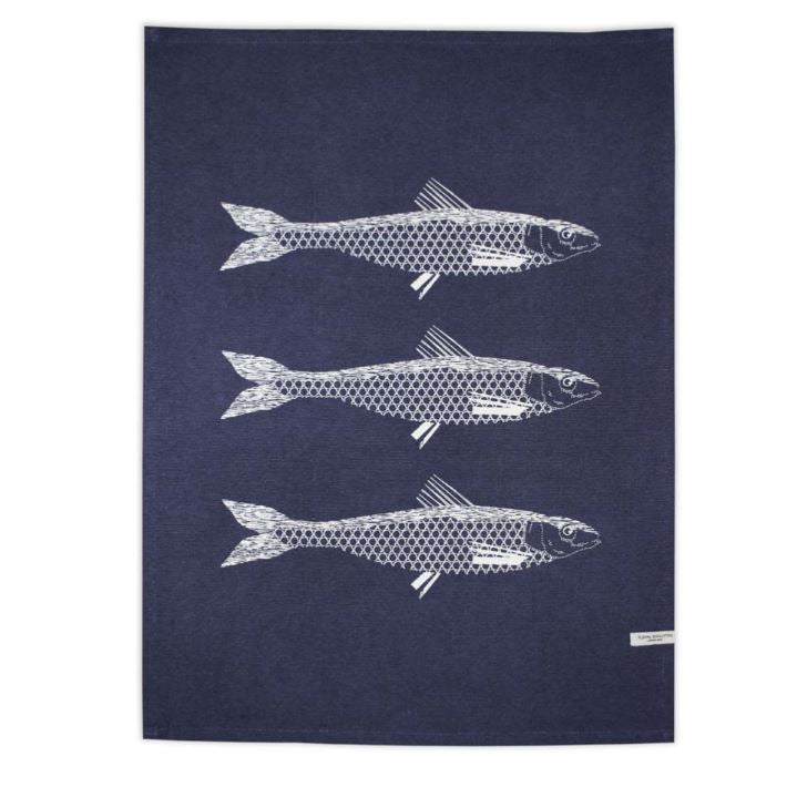 Royal Doulton Napery Pacific Blue Tea Towel Fish Navy PK3