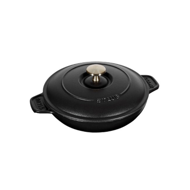 Round Cast iron Oven Dish with Lid  - 20cm/0.75L Black