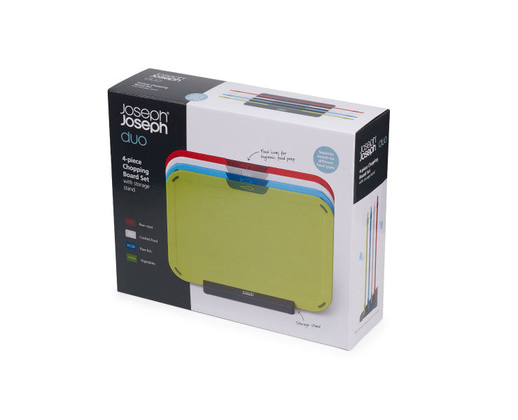4-piece Chopping Board Set with Storage Stand