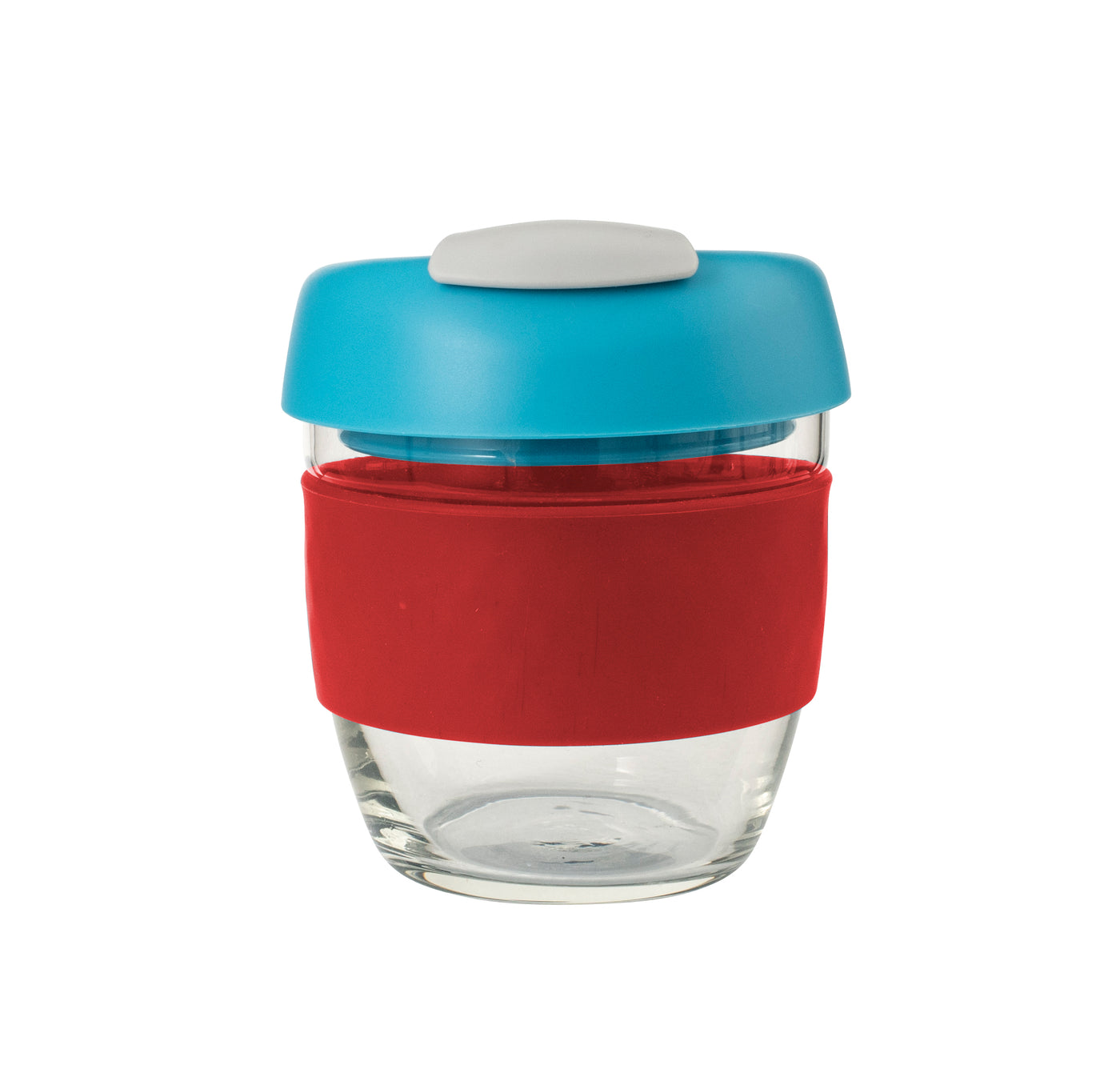 Glass GoCup 236ml - Red/Aqua/Grey