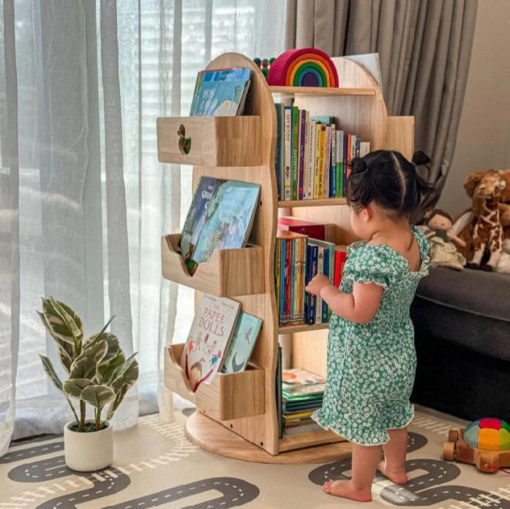 BINDI Revolving Solid Wood Bookcase