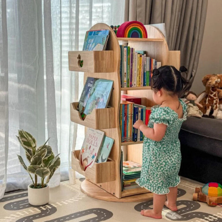 BINDI Revolving Solid Wood Bookcase