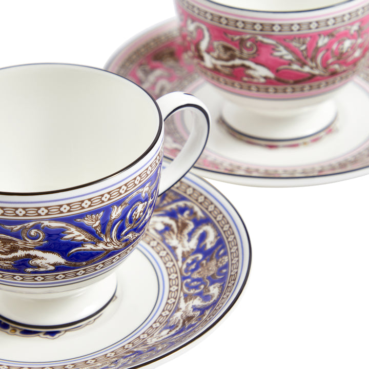 Florentine Colours  Teacup Saucer 174ml Blue&Pink S/2
