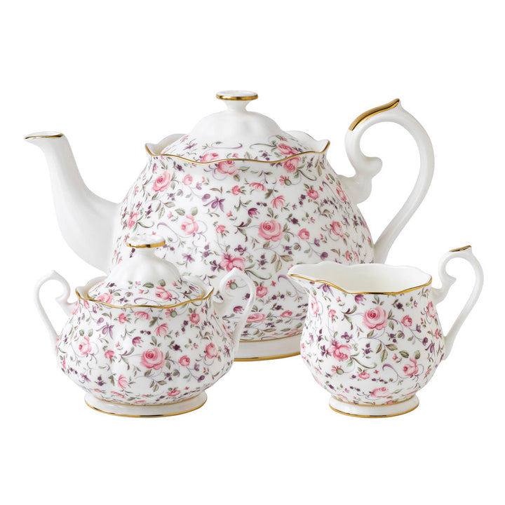 Rose Confetti Teapot/ Sugar/ Creamer Set