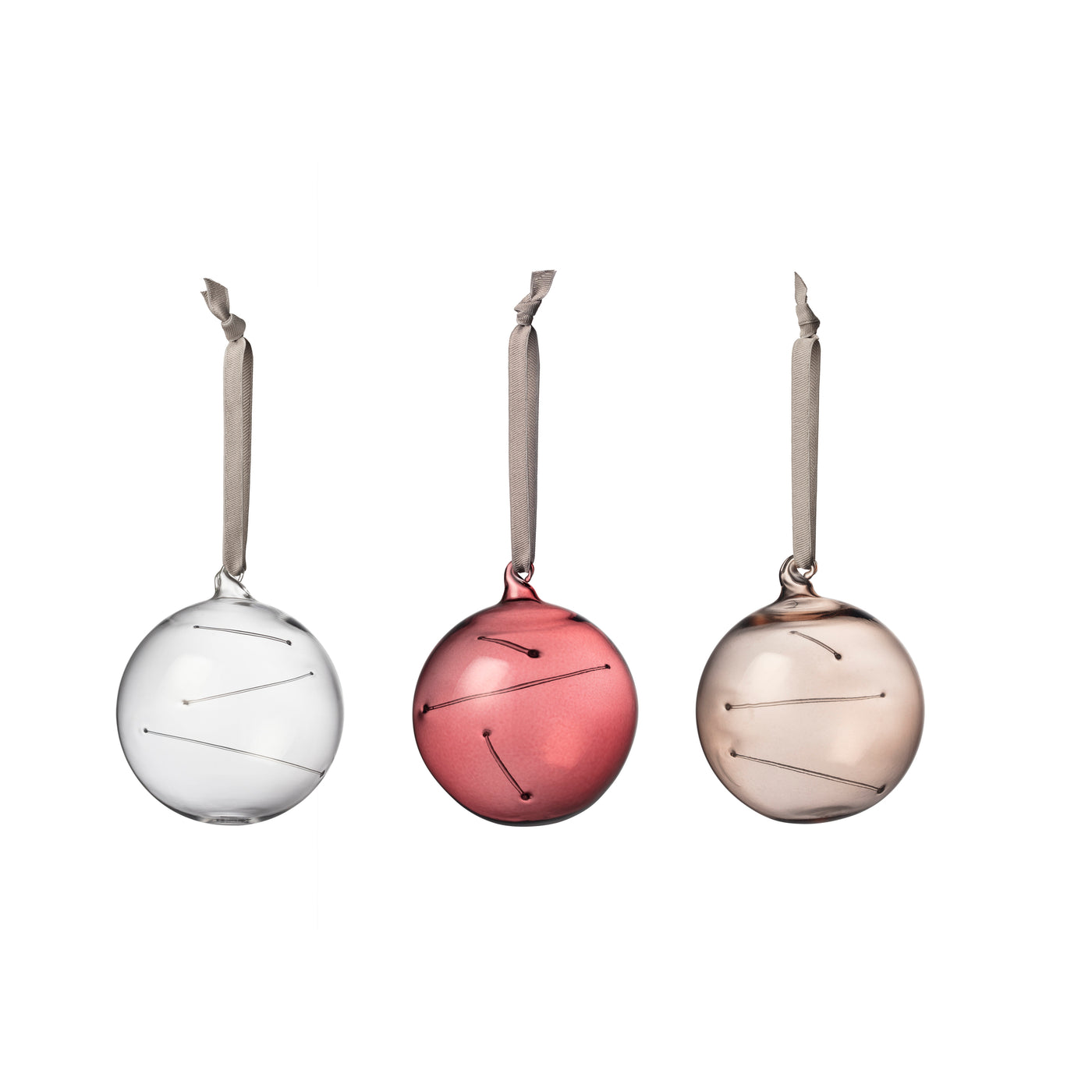 Art Glass  Sun Ball 80mm Clear-Calluna-Linen 3pc