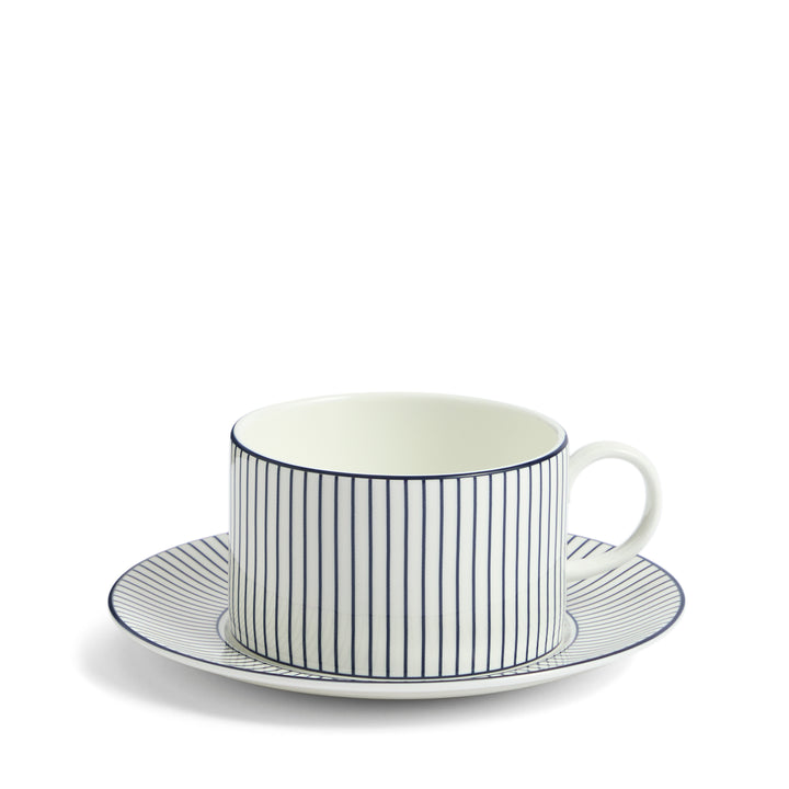 Gio Teacup Saucer Pinstripe White