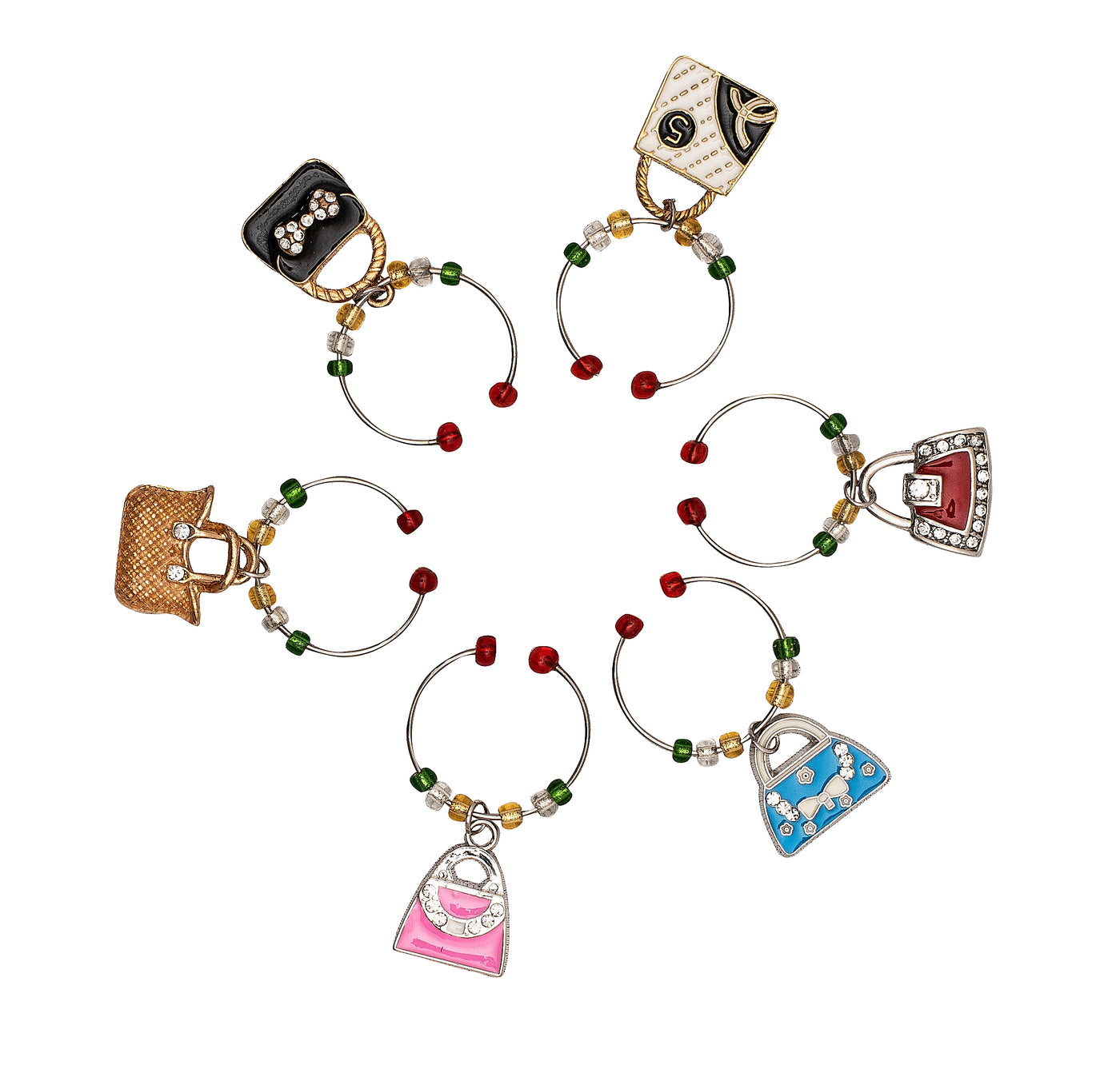 Wine Charms-Handbags Set Of 6