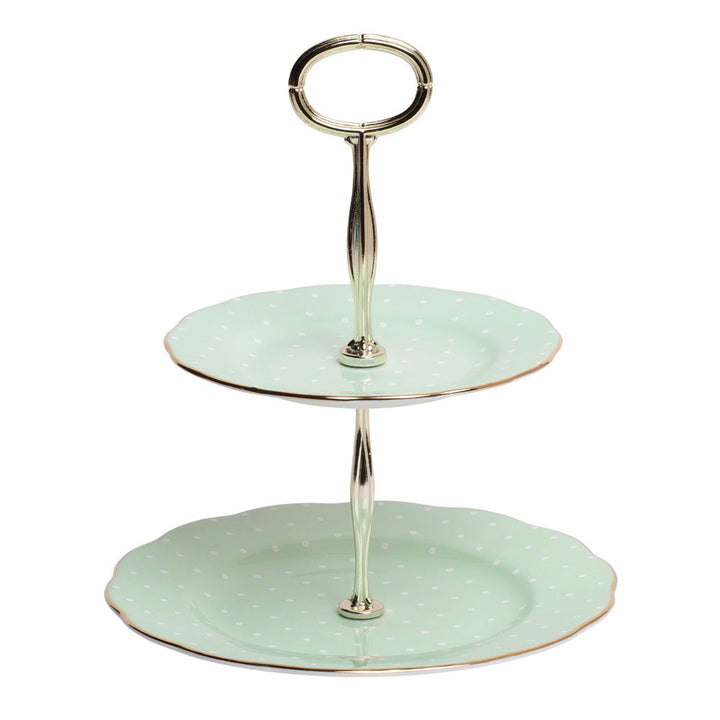 Polka Rose Vintage 2 Tier Cake Stand