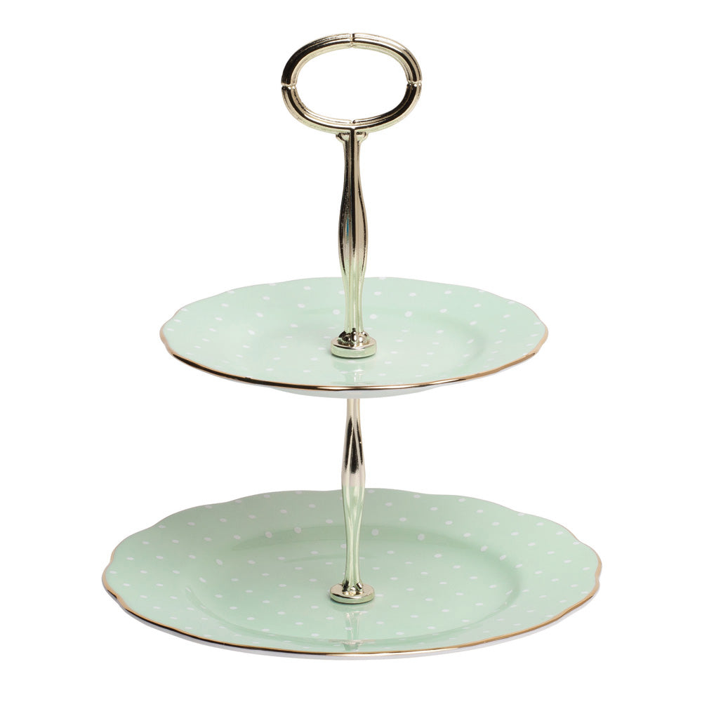 Polka Rose Vintage 2 Tier Cake Stand
