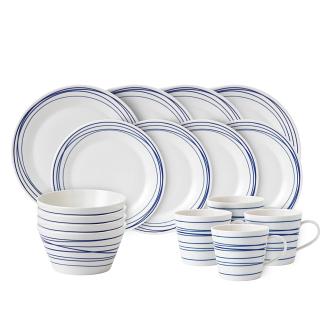 Pacific 16 Piece Dinnerware Set, Blue Lines