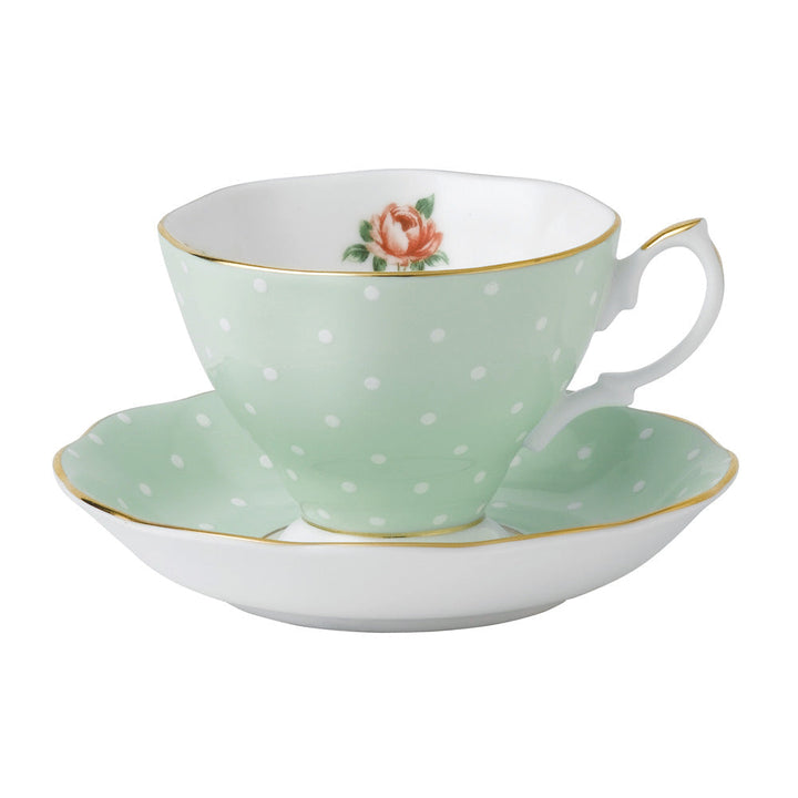 Polka Rose Teacup/Saucer Set