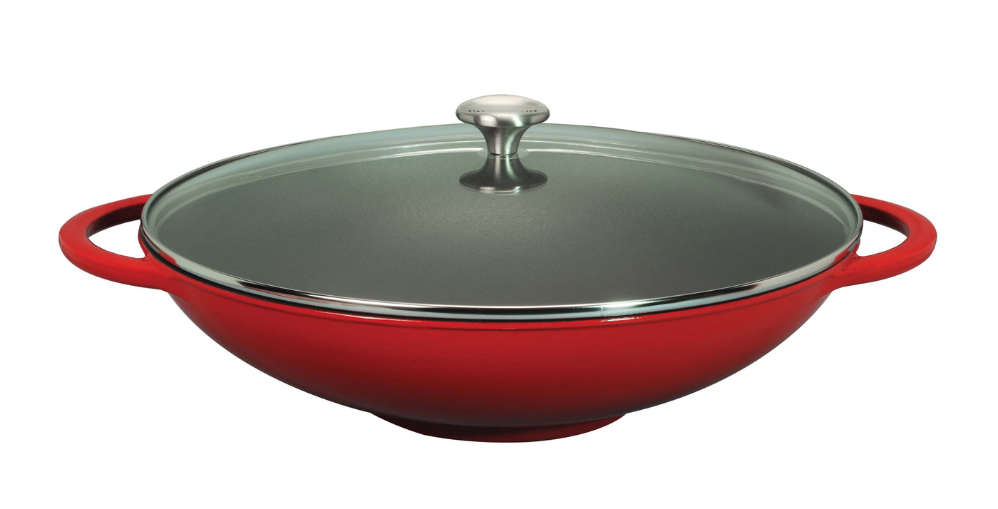 Wok37cm/4.5L+Glass Lid Inf Red