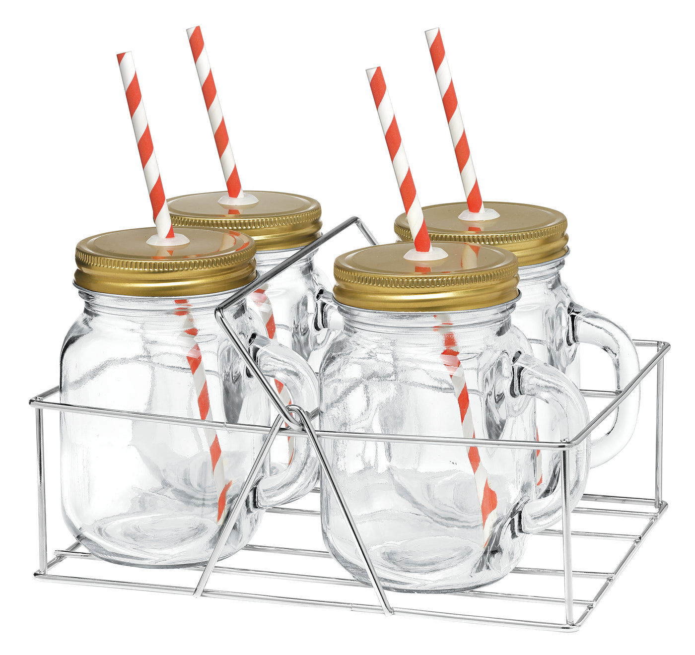 Mason Jar w/Handle 400ml Set 4