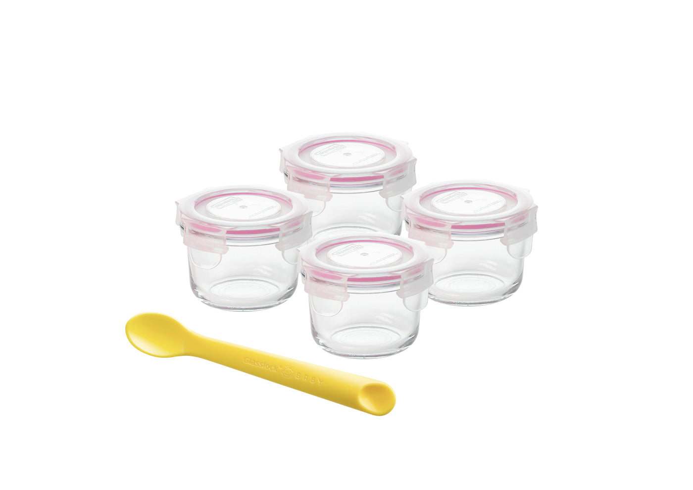 5Pc Rnd Baby Set w Silicone Spoon: 82X65mm/165ml