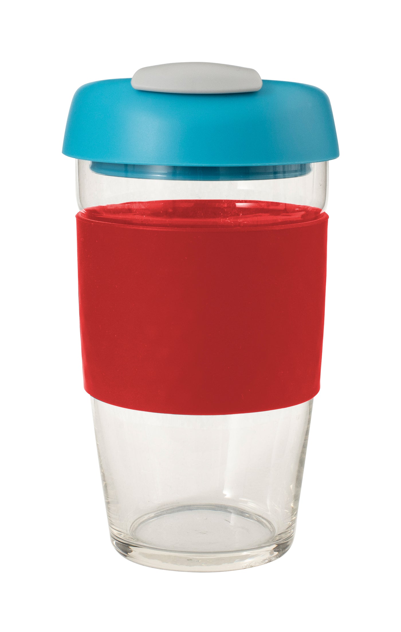 Glass GoCup 473ml - Red/Aqua/Grey