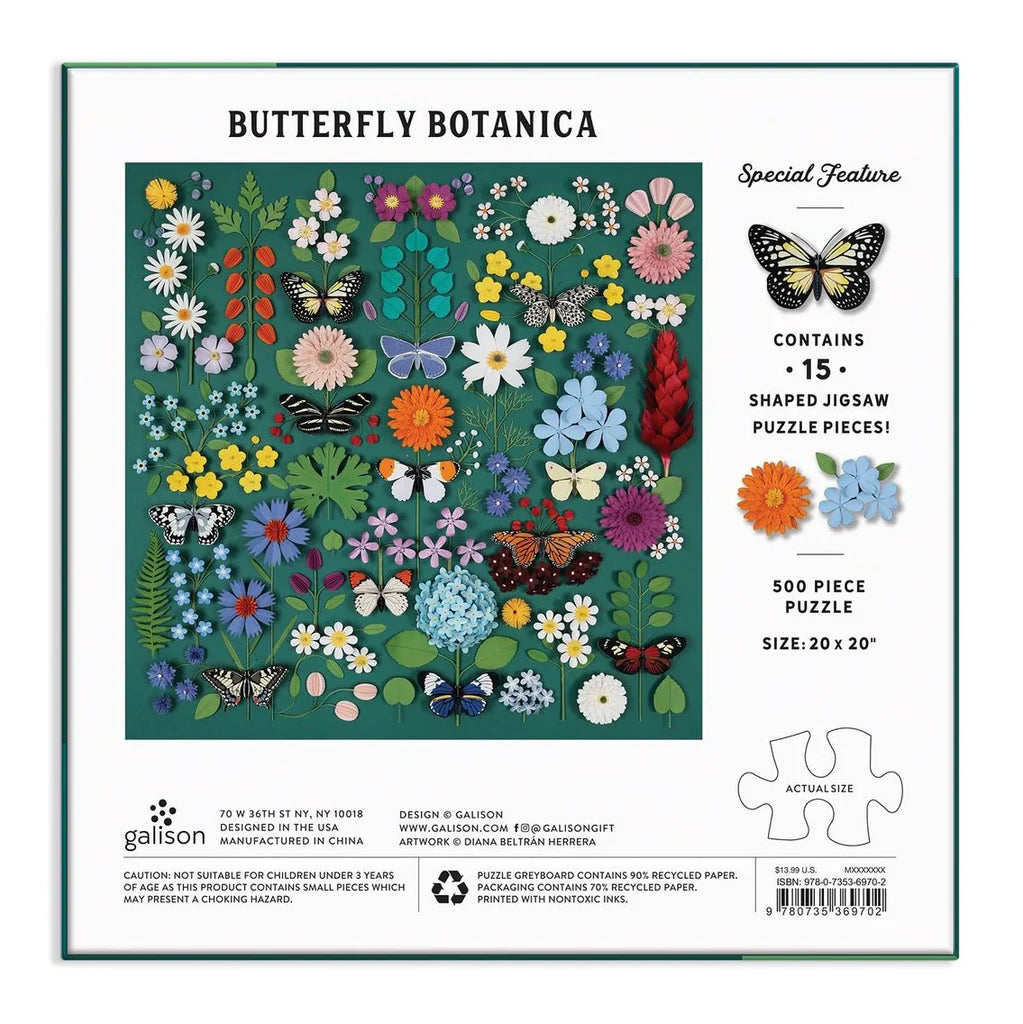 Butterfly Botanica 500 Piece Puzzle with Shaped Pieces