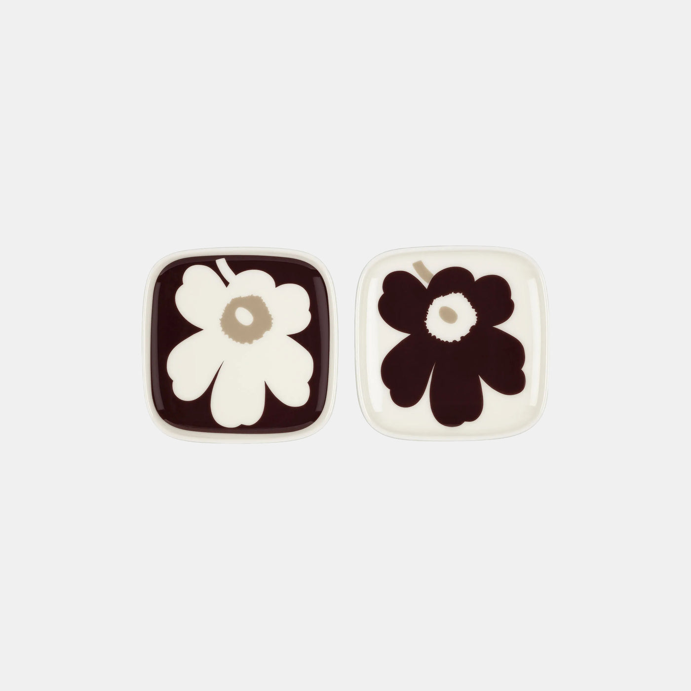 Oiva / Unikko Plate 10 X 10 Cm 2 Pcs - dark wine