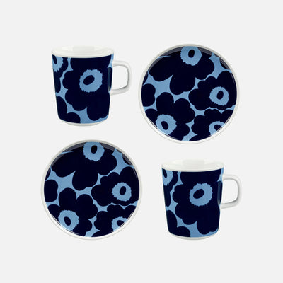Oiva / Unikko Breakfast Set 2 Pcs Mug + Plate - dark blue