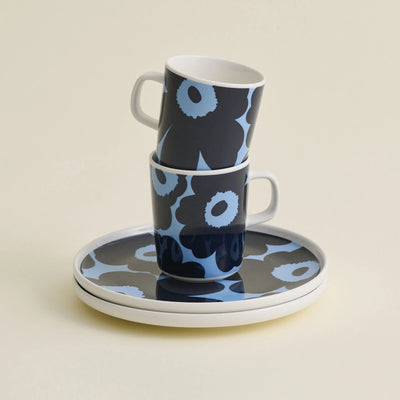 Oiva / Unikko Breakfast Set 2 Pcs Mug + Plate - dark blue