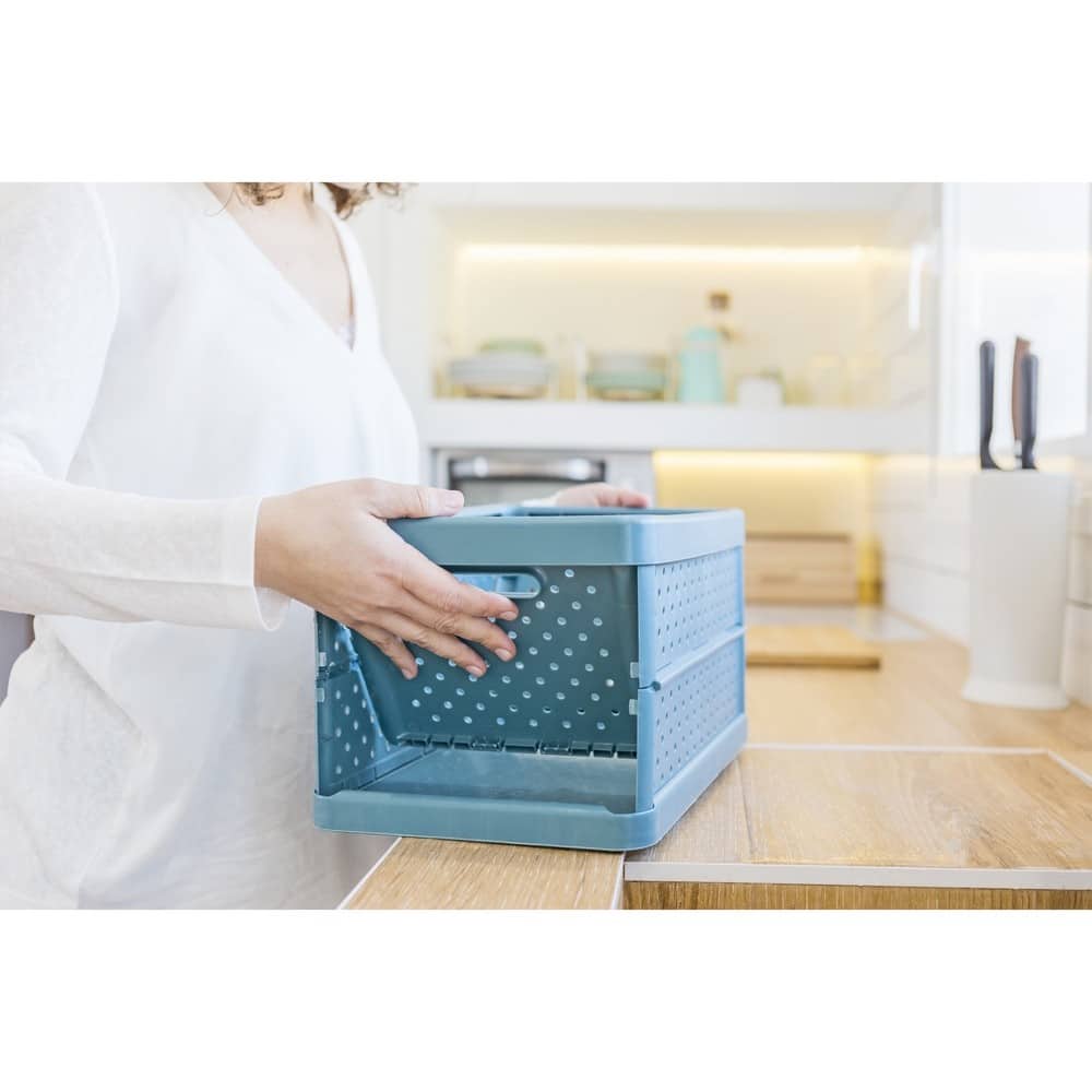 Foldable Crate 11.3ltr Stone Blue