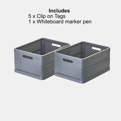Foldable Crate 32ltr Charcoal 2pce set
