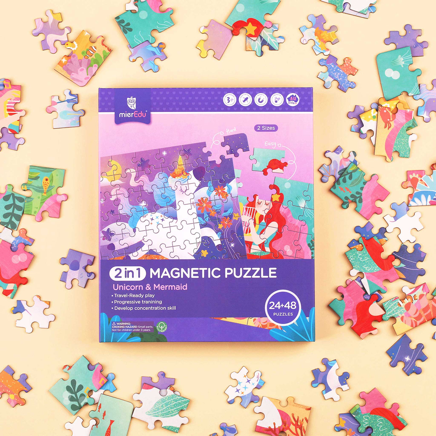 2 In 1 Magnetic Puzzle - Unicorn & Mermaid
