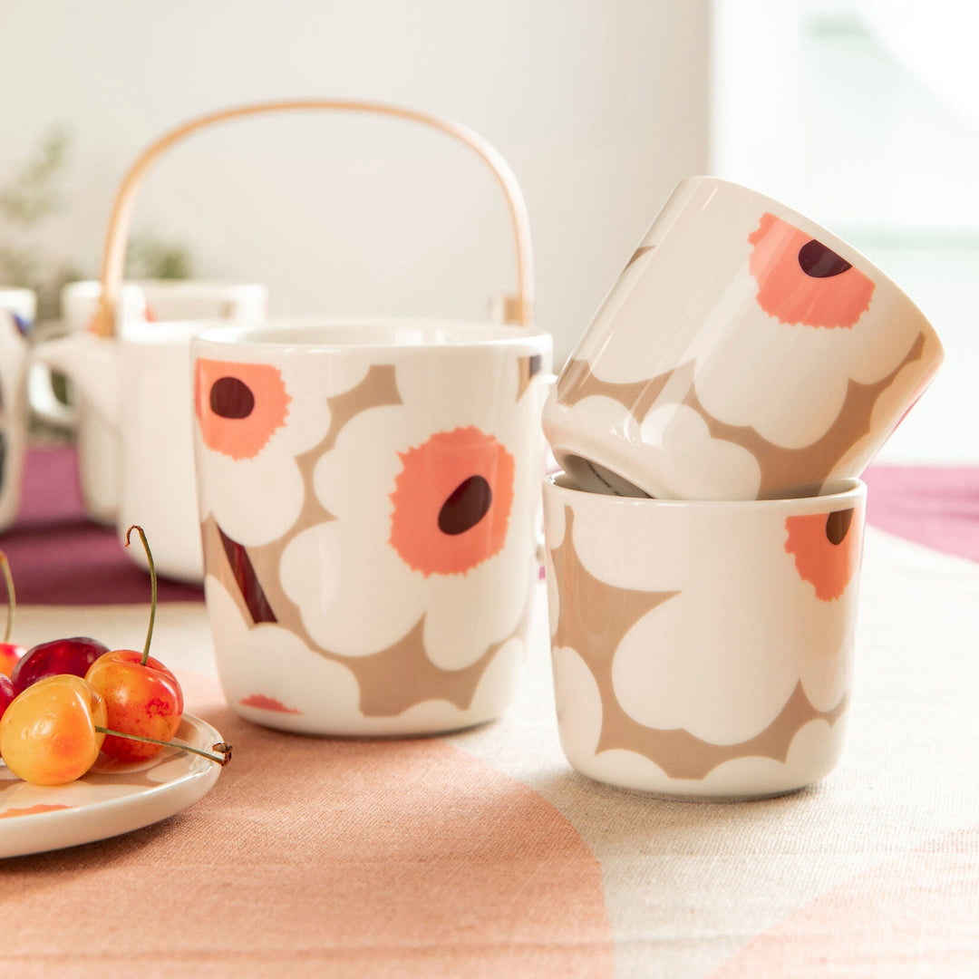 Oiva / Unikko coffee cup 2 dl, 2 pcs - clay, powder, dark wine