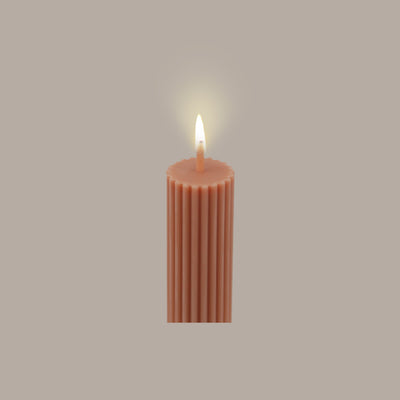 Black Blaze Column Pillar Candle Duo - Peach