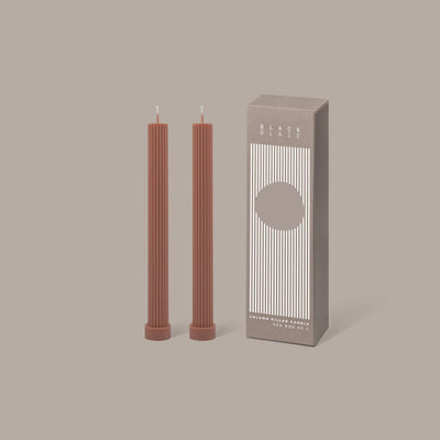 Black Blaze Column Pillar Candle Duo - Peach