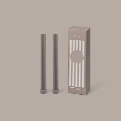 Black Blaze Column Pillar Candle Duo - Beige