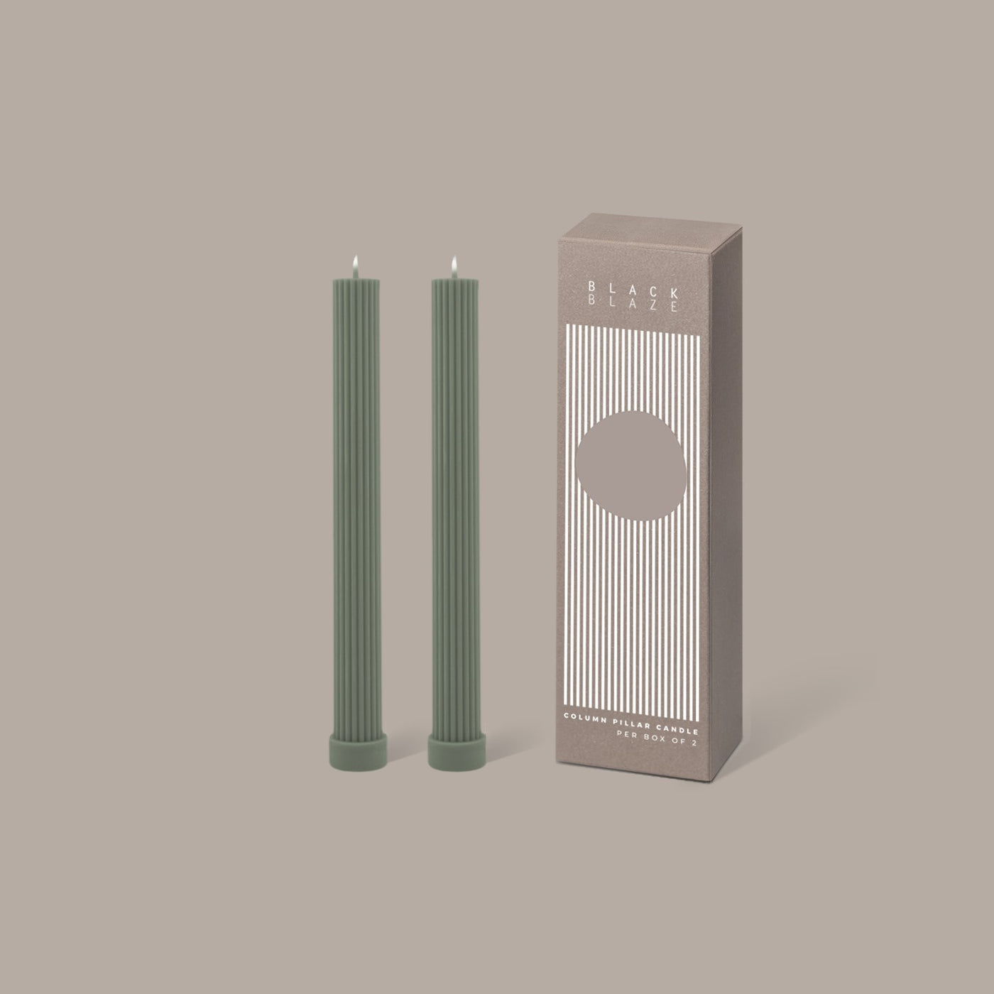 Black Blaze Column Pillar Candle Duo - Eucalyptus