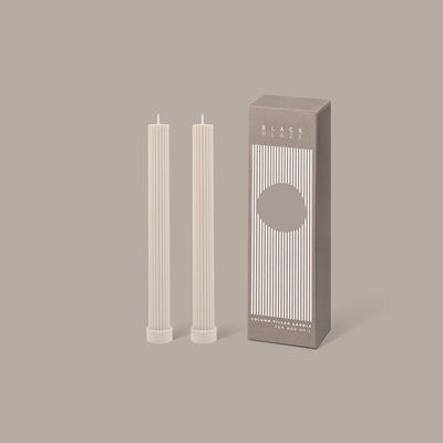 Black Blaze Column Pillar Candle Duo - Cream White