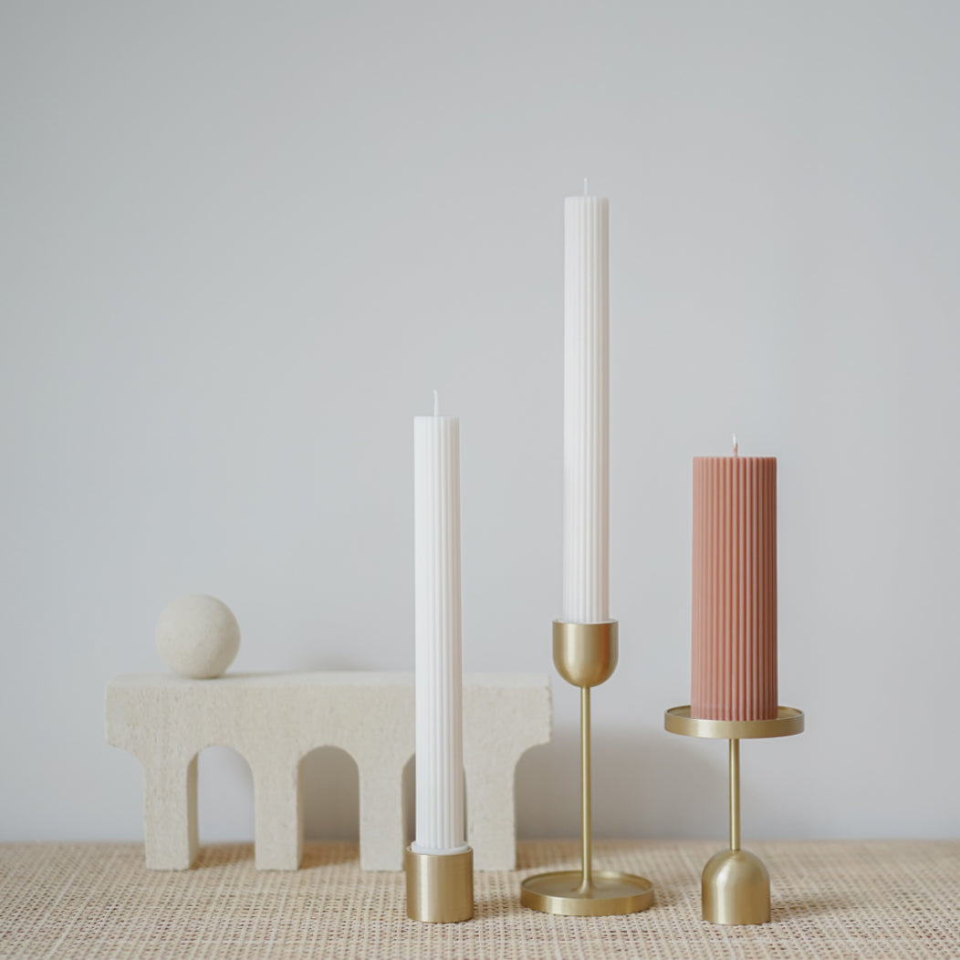 Black Blaze Wide Column Pillar Candle - Peach